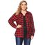 UNibelle Karohemd Damen Trachtenbluse V-Ausschnitt Knopfleiste Karierte Bluse 3/4 Arm Hemdbluse Oktoberfest Hemden Kariertes Jacke Casual HolzfäLlerhemd Trachten Oberteil Rot-B XXL