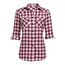 UNibelle Trachtenhemd Damen Oktoberfest Karohemd 3/4 Ärmeln Karierte Hemden V-Ausschnitt Trachtenbluse Casual Oberteile Kariert Bluse Holzfällerhemd Hemd Weinrot-B XXL