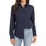J.VER Blaue Bluse Damen Business Hemd Bügelfrei Berufliche Eleganz Langarm Regular Fit Unifarben Für Büro Outdoor Party Navy Blau