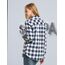 UNibelle Karierte Bluse Damen Trachtenhemd Oktoberfest Karohemd 3/4 Ärmeln V Ausschnitt Trachtenbluse Casual Hemd HolzfäLlerhemd Trachten Oberteile mit Knöpfen Navyblau L