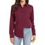 J.VER Bluse Damen Langarm Baumwolle Businesshemd V-Ausschnitt Basic Bügelfrei Shirt Button Down Casual Oberteile Burgunderrot