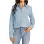 J.VER Damen Bluse Langarmshirt Einfarbig Tops Kragen Baumwolle Oberteile Knitterfreies Damen Hemdbluse Mode Für Damenblusen Nebelblau