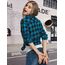 UNibelle Damen Trachtenbluse Oktoberfest Karohemd V-Ausschnitt HolzfäLlerhemd Langarm Trachtenhemd Knöpfen Karierte Hemden Casual Oberteile Blau-B 3XL