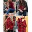 UNibelle Karohemd Damen Trachtenbluse V-Ausschnitt Knopfleiste Karierte Bluse 3/4 Arm Hemdbluse Oktoberfest Hemden Kariertes Jacke Casual HolzfäLlerhemd Trachten Oberteil Rot-B XXL
