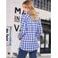UNibelle Trachtenhemd Damen Oktoberfest Karohemd 3/4 Ärmeln Karierte Hemden V-Ausschnitt Trachtenbluse Casual Oberteile Kariert Bluse Holzfällerhemd Hemd Hellblau-B 3XL