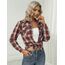 UNibelle Damen Bluse Kariert Trachtenbluse Oktoberfest Karohemd Knopfleiste V-Ausschnitt Trachtenhemd 3/4 Arm HolzfäLlerhemd Casual Hemden Trachten Oberteil Schwarz/Rot XL