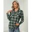 UNibelle Damen Trachtenbluse Oktoberfest Karohemd V-Ausschnitt HolzfäLlerhemd Langarm Trachtenhemd Knöpfen Karierte Hemden Casual Oberteile Schwarz/Grün L