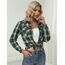 UNibelle Trachtenbluse Damen Kariertes Hemd Langarm HolzfäLlerhemd Bluse V-Ausschnitt Trachtenhemd Oktoberfest Kariert Hemden Trachten Oberteile mit Knöpfen Schwarz/Grün XL
