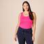 Amazon Essentials Damen Tanktop, Schmale Passform, 2er-Pack, Grau Meliert/Kräftiges Rosa, L