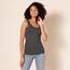 Amazon Essentials Damen Tanktop, Schmale Passform, 2er-Pack, Dunkelgrau/Grau Meliert Streifen, XL