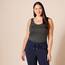 Amazon Essentials Damen Tanktop, Schmale Passform, 2er-Pack, Dunkelgrau/Grau Meliert Streifen, XL