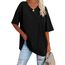 Ebifin Damen Oversize T Shirt mit V-Ausschnitt Kurzärmeliges Casual Lockere Basic Sommer Tee Shirts Bluse.Schwarz.XL