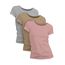Basic Treasure 3er Pack T Shirt Damen, Kurzärmliges Damen Shirt für Frauen, 100% Baumwolle, Rundhals, (DE/NL/SE/PL, Alphanumerisch, L, Regular, 3 Farben Mix Rosa Beige Grau meliert - Kurzarm)