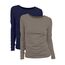 Basic Treasure 2-Pack Langarmshirts für Damen Navy/Taupe, Longsleeve Baumwolle 95%, Langarmshirt Baumwolle, Basic Shirt S