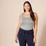 Amazon Essentials Damen Tanktop, Schmale Passform, 2er-Pack, Hellgrau Meliert/Marineblau Weiß Streifen, XXL