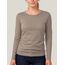 Basic Treasure 2-Pack Langarmshirts für Damen Navy/Taupe, Longsleeve Baumwolle 95%, Langarmshirt Baumwolle, Basic Shirt S