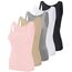 BQTQ 5 Stück Unterhemd Damen Tank Top mit Quadratischem Ausschnitt, Elastische Tank Tops Camisole Crop Top Stretch Untershirt Ärmellos, Schwarz, Weiß, Grau, Beige, Rosa, M