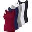 BQTQ 5 Stück Unterhemd Damen Tank Top mit Quadratischem Ausschnitt, Elastische Tank Tops Camisole Crop Top Stretch Untershirt Ärmellos, Schwarz, Weiß, Grau, Dunkelrot, Marineblau, XL