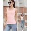 BQTQ 5 Stück Unterhemd Damen Tank Top mit Quadratischem Ausschnitt, Elastische Tank Tops Camisole Crop Top Stretch Untershirt Ärmellos, Schwarz, Weiß, Grau, Beige, Rosa, L