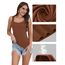 BQTQ 5 Stück Unterhemd Damen Tank Top mit Quadratischem Ausschnitt, Elastische Tank Tops Camisole Crop Top Stretch Untershirt Ärmellos, Schwarz, Weiß, Grau, Siena, Mistyrose, M