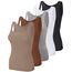 BQTQ 5 Stück Unterhemd Damen Tank Top mit Quadratischem Ausschnitt, Elastische Tank Tops Camisole Crop Top Stretch Untershirt Ärmellos, Schwarz, Weiß, Grau, Siena, Mistyrose, XL