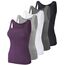 BQTQ 5er-Pack Damen-Tank-Tops, quadratischer Ausschnitt, ärmellos, Damen-Tank-Top, Unterhemden, Schwarz, Weiß, Grau, mittelgroße Orchidee, Dunkelgrau, Groß