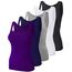 BQTQ 5 Stück Unterhemd Damen Tank Top mit Quadratischem Ausschnitt, Elastische Tank Tops Camisole Crop Top Stretch Untershirt Ärmellos, Violett, Schwarz, Grau, Marine, Weiß, XXL
