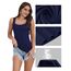 BQTQ 5 Stück Unterhemd Damen Tank Top mit Quadratischem Ausschnitt, Elastische Tank Tops Camisole Crop Top Stretch Untershirt Ärmellos, Violett, Schwarz, Grau, Marine, Weiß, XXL