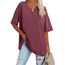 Ebifin Damen Oversize T Shirt mit V-Ausschnitt Kurzärmeliges Casual Lockere Basic Sommer Tee Shirts Bluse.Weinrot.S