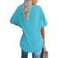 Ebifin Damen Oversize T Shirt mit V-Ausschnitt Kurzärmeliges Casual Lockere Basic Sommer Tee Shirts Bluse.Azurblau.XL