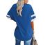 Ebifin Oversize T Shirt mit V-Ausschnitt Damen Kurzärmeliges Casual Lockere Basic Sommer Tee Shirts Bluse.Blau.L