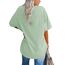 Ebifin Damen Oversize T Shirt mit V-Ausschnitt Kurzärmeliges Casual Lockere Basic Sommer Tee Shirts Bluse.Hellgrün.S
