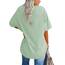 Ebifin Damen Oversize T Shirt mit V-Ausschnitt Kurzärmeliges Casual Lockere Basic Sommer Tee Shirts Bluse.Hellgrün.M