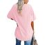 Ebifin Damen Oversize T Shirt mit V-Ausschnitt Kurzärmeliges Casual Lockere Basic Sommer Tee Shirts Bluse.Rosa.L
