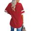 Ebifin Oversize T Shirt mit V-Ausschnitt Damen Kurzärmeliges Casual Lockere Basic Sommer Tee Shirts Bluse.Rot.S