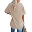 Ebifin Damen Oversize T Shirt mit V-Ausschnitt Kurzärmeliges Casual Lockere Basic Sommer Tee Shirts Bluse.Khaki.L