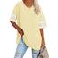 Ebifin Oversize T Shirt mit V-Ausschnitt Damen Kurzärmeliges Casual Lockere Basic Sommer Tee Shirts Bluse.Beige.L