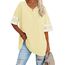 Ebifin Oversize T Shirt mit V-Ausschnitt Damen Kurzärmeliges Casual Lockere Basic Sommer Tee Shirts Bluse.Beige.M