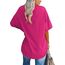 Ebifin Damen Oversize T Shirt mit V-Ausschnitt Kurzärmeliges Casual Lockere Basic Sommer Tee Shirts Bluse.Rosenrot.M