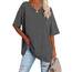 Ebifin Damen Oversize T Shirt mit V-Ausschnitt Kurzärmeliges Casual Lockere Basic Sommer Tee Shirts Bluse.Dunkelgrau.S