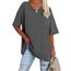Ebifin Damen Oversize T Shirt mit V-Ausschnitt Kurzärmeliges Casual Lockere Basic Sommer Tee Shirts Bluse.Dunkelgrau.L