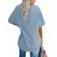 Ebifin Damen Oversize T Shirt mit V-Ausschnitt Kurzärmeliges Casual Lockere Basic Sommer Tee Shirts Bluse.Hellblau.S
