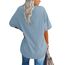 Ebifin Damen Oversize T Shirt mit V-Ausschnitt Kurzärmeliges Casual Lockere Basic Sommer Tee Shirts Bluse.Hellblau.XL