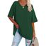 Ebifin Damen Oversize T Shirt mit V-Ausschnitt Kurzärmeliges Casual Lockere Basic Sommer Tee Shirts Bluse.Grün.XL