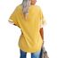 Ebifin Oversize T Shirt mit V-Ausschnitt Damen Kurzärmeliges Casual Lockere Basic Sommer Tee Shirts Bluse.Gelb.M