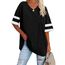 Ebifin Oversize T Shirt mit V-Ausschnitt Damen Kurzärmeliges Casual Lockere Basic Sommer Tee Shirts Bluse.Schwarz.L