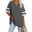 Ebifin Oversize T Shirt mit V-Ausschnitt Damen Kurzärmeliges Casual Lockere Basic Sommer Tee Shirts Bluse.Dunkelgrau.L