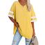 Ebifin Oversize T Shirt mit V-Ausschnitt Damen Kurzärmeliges Casual Lockere Basic Sommer Tee Shirts Bluse.Gelb.L