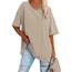 Ebifin Damen Oversize T Shirt mit V-Ausschnitt Kurzärmeliges Casual Lockere Basic Sommer Tee Shirts Bluse.Khaki.S