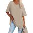 Ebifin Damen Oversize T Shirt mit V-Ausschnitt Kurzärmeliges Casual Lockere Basic Sommer Tee Shirts Bluse.Khaki.L